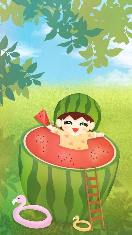 夏日吃瓜手机壁纸,瓜香四溢——手机壁纸里的夏日风情