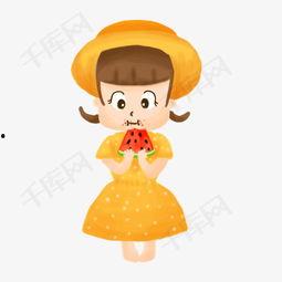 小孩吃瓜插画图,小宝贝欢乐吃瓜瞬间